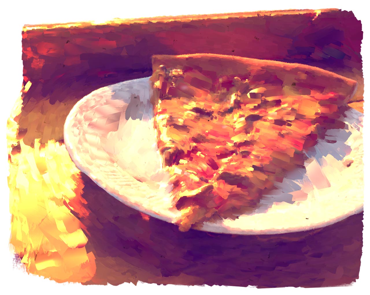 a drawing-like illustration of a pizza