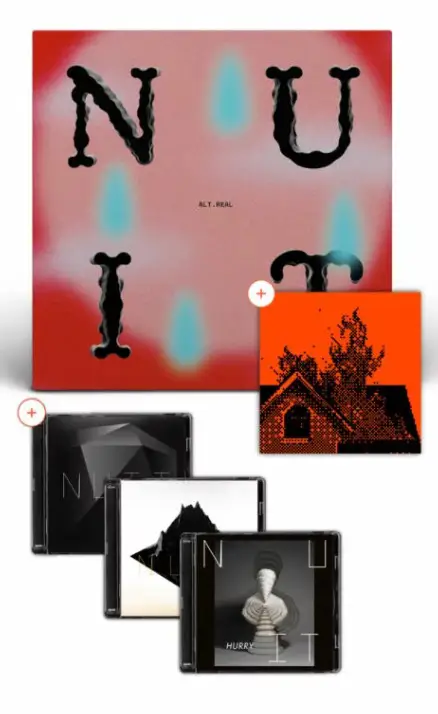 N U I T's new album cover: red, orange and cyan replacing the old monochrome palette
