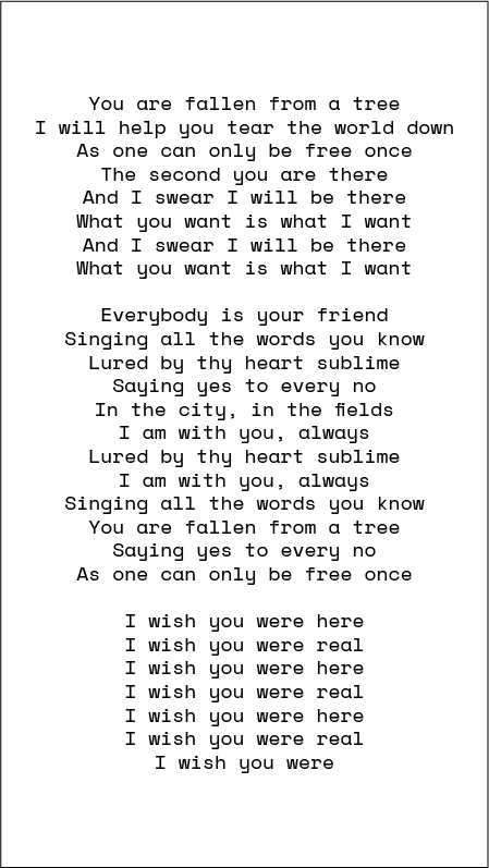 I Wish You Were Real — lyrics