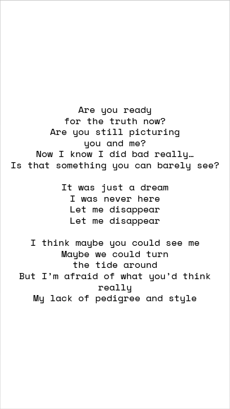 Let Me Disappear (Inside) — lyrics